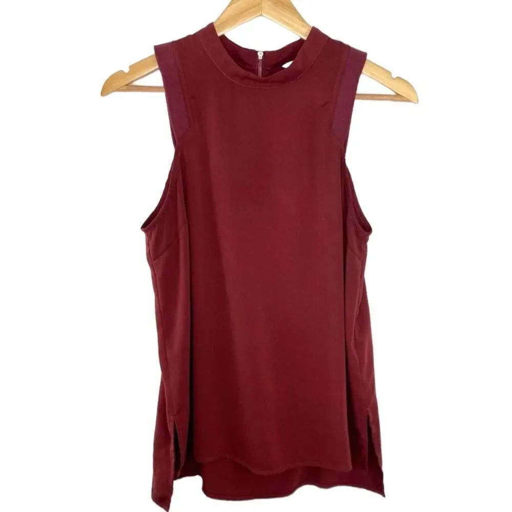Naked zebra maroon high neck zipper back top M